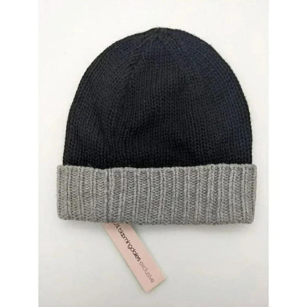 AQUA Women's Black & Gray Beanie - 100% Bloomingdale's Exclusive NWT